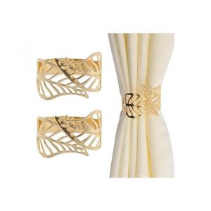 Embrasse de Rideaux 2 pi&egrave;ces M&eacute;tal Cr&eacute;atif Rideau Corde Boucles Feuille Creuse Pince &agrave; Rideau D&eacute;corative Accessoire D&eacute;coratif Fen