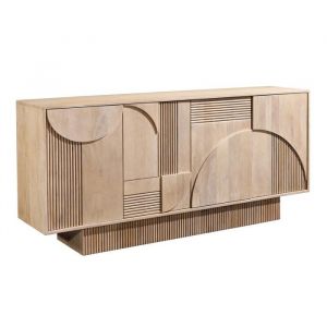 Buffet ORINO 170 cm &ndash; Bois massif de manguier blanchi &ndash; Style Art D&eacute;co