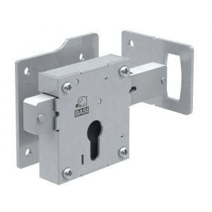 Serrure de portail &agrave; visser - BASI - Pour portails en bois - Dispositif pour cylindre profil&eacute;