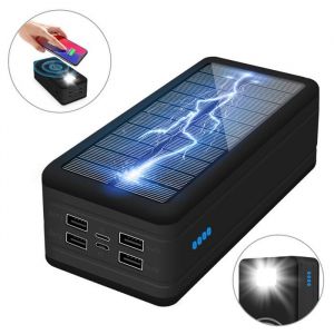 A Batterie externe portable batterie externe 50000mah noire power bank solaire power bank mobile ext&eacute;rieur pour plein air noir