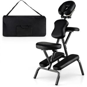 RELAX4LIFE Chaise de Massage Pliante Hauteur Réglable 110-120 CM Chaise Portable avec Sac de Transport Charge Max 160 KG Noir