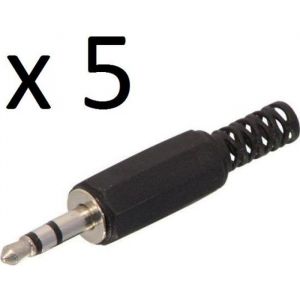Lot De 5 Fiches Jack 35 mm - 3.5 mm - M&acirc;le - St&eacute;r&eacute;o A Souder