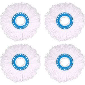 4Pcs T&ecirc;tes Microfibre Balai T&ecirc;te de Vadrouille Rechange Rond T&ecirc;tes Mop Rotation &agrave; 360 pour Nettoyage des Sols (Diam&egrave;tre 16 cm)