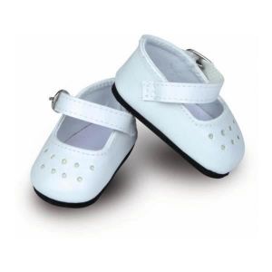 Chaussures &agrave; bride blanches pour poup&eacute;es - Petit Collin 603402 - Pour filles de 3 &agrave; 9 ans