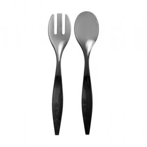 Couverts à salade - Grand Chef - Lot de 2 - 29.5 cm - Noir - Polystyrène
