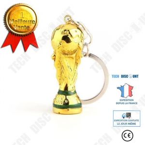 Porte-cl&eacute;s de football - TECH DISCOUNT - Troph&eacute;e de Coupe du Monde 2018 - Jaune - 28 g - Mixte