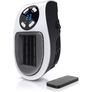 Mini Chauffage soufflant céramique 500W - Mini radiateur soufflant avec télécommande - Minuterie 1 à 12h - Thermostat 15° à 30°