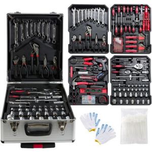 AREBOS Valise à Outils  Set doutils  1200 Pièces  Valise à roulettes ou valise de transport  avec valise à roulettes