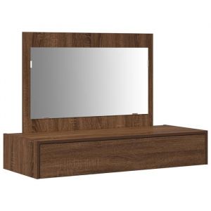 PROMOTION Coiffeuse Table de Coiffure Murale en Chêne Marron 100x40x70 cm - Pour chambre 22921 - BestMeuble