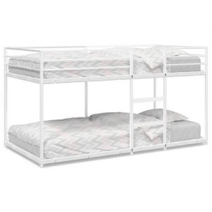 @FRENCH Lit superpos&eacute; adulte - Lit enfant/2 places blanc 90x200cm acier 5680087