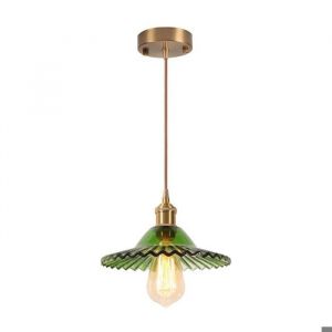 Diday Suspension Luminaire VintageLustre Industriel en Verre Abat-jour Designe Parapluie Style Nordique pour Salon ChambreVert