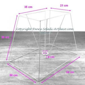 Abat-Jour Rectangle - LEALOO - 50 cm - Armature Métal Epoxy - Douille E27 - Design Contemporain