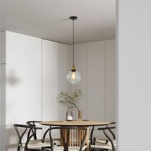 WOTTES Verre Rétro Suspension Luminaire Industrielle Vintage Lustre Eclairage de Plafond Lampe Design Rond Transparent Ø18CM 3PCS