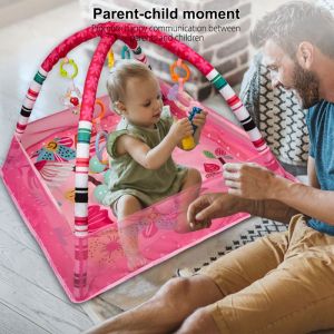 Tapis d&eacute;veil b&eacute;b&eacute;  parc de s&eacute;curit&eacute; pour b&eacute;b&eacute;. Avec 18 balles oc&eacute;aniques et jouets aire de jeux rose 80*80*50 cm