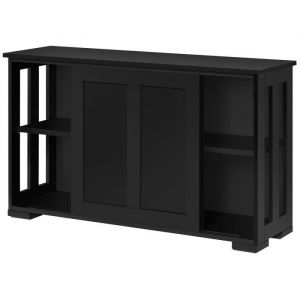 Yaheetech Buffet de Cuisine avec 2 Portes Coulissantes Commode Basse de Cuisine en Bois Étagère Blanc Pur