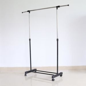 PORTANT À VÊTEMENT HAUTEUR ET LARGEUR RÉGLABLES PORTANT EN ACIER PENDERIE- NOIR H90cm-158cm