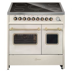 Cuisinière électrique - GURARI - GCH E 912 DF Cr r - Vitrocéramique 90 cm - Double four - Crème