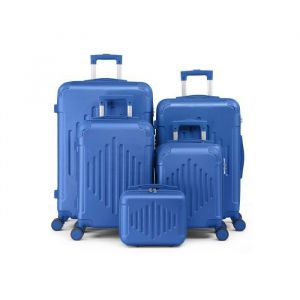 ALIGHTUP - Set de Valises - Lot de 5 Valises à roulettes - Rayures en diamant - Bleu