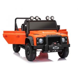 4X4 Voiture &eacute;lectrique enfants 12V Land Rover Defender 110 SVX orange t&eacute;l&eacute;commande 24 GHz USB/Aux/Bluetooth batterie lithium