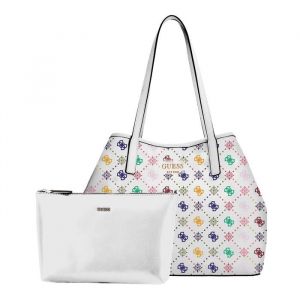 GUESS Sac shopper blanc rouge pour femme - Emelie Logo Large 2 In 1 Tote Bag L Multi Logo 337642