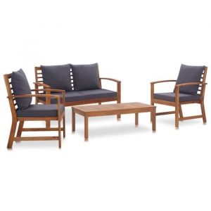 9853Modèle® Salon de jardin 4 pcs avec coussins Bois dacacia solide
