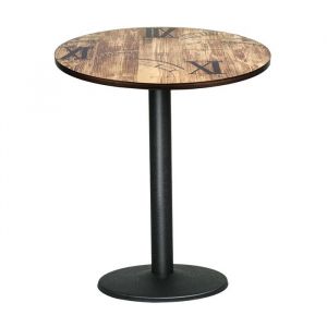 Chene Table &agrave; manger ronde 60cm pour 2 &agrave; 4 personnes Table de caf&eacute; en bois et m&eacute;tal Table de bar ext&eacute;rieure et int&eacute;rieure