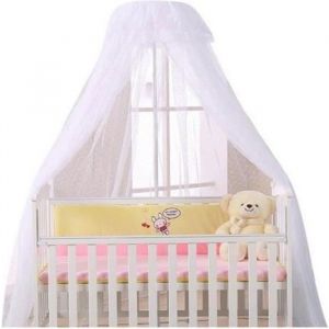 Ciel de lit b&eacute;b&eacute; - HAWUJ - moustiquaire ronde avec support blanc - chambre