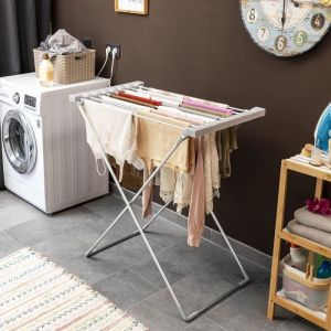 Séchoir à Linge Chauffant pour Petit Espace - Étendoir à Linge Electrique - Sèche Linge Electrique Pliable - Aluminium - 120 Watts