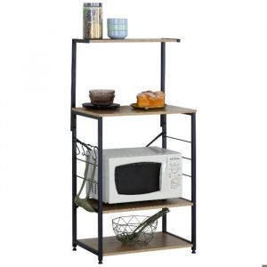 Étagère de Cuisine - OZAVO Rangement Micro ondes 4 Étages 60x20x123 cm pour Salon Chambre Maison Interieur