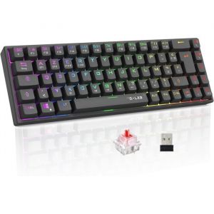 Keyz Titanium WL - Clavier Gaming sans Fil 65% AZERTY FR- Clavier Mecanique Switch Rouge RGB 100% Personnalisable