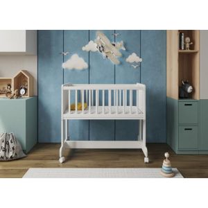 Multifonctionnel 6 en 1 Lit bébé cododo avec Matelas roulettes 90x40cm Possibilité de Le Transformer en Coffre à Jouets en Table