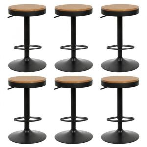 GRUS 6Pcs tabouret noirs tabouret de bar  tabouret confortbale pour salon Hauteur de lassise: 55-75cm