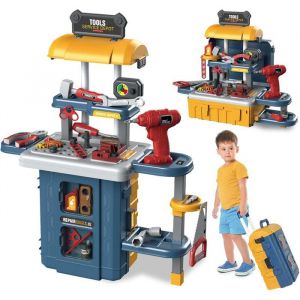 Outils et Etabli pour Enfants &Eacute;tabli 3 en 1 pour enfant Bo&icirc;te &agrave; outils avec forets 46 pi&egrave;ces jouet &eacute;ducatif pour enfants