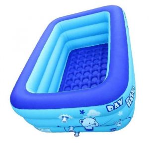 Kiddie Pool Pools Portables Pour Enfants Baignoire gonflable Solide Baignoire Piscine rectangulaire facile &agrave; assembler bleu