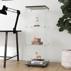 Luminarix Vitrine en VerreVitrine Armoire pour Collection Meuble de Rangement en Verre Debout3 Étagères 42.5x36.5x125cm noir