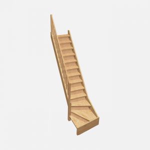 Normandie - Escalier quart tournant à gauche avec balustre et contremarches