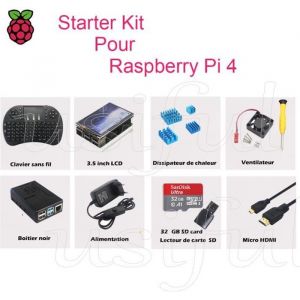 Starter kit - Raspberry Pi - 4 Modèle B - 32 Go Micro SD - 3.5 inch LCD - Alimentation 3A
