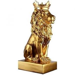 Statue - Artisanat - Lion Couronne Abstrait - Résine - 8.5x12x23CM - Or