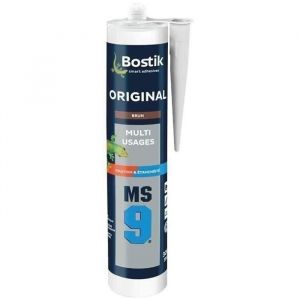 Mastic-colle de Fixation & Etancheité BOSTIK MS9 ORIGINAL - Multi-matériaux - Collage Souple & Puissant - Brun - Cartouche 300 ml