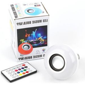 Ampoule LED Couleur Changeante E26/E27 Enceinte Musique Bluetooth Hauts-Parleurs RGB Lampe Couleur Intelligente avec T&eacute;l&eacute;commande