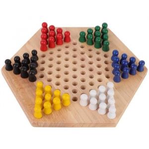 Jeu de soci&eacute;t&eacute; - ZGEER - Dames chinoises - 60 pions - Bois dh&eacute;v&eacute;a - Couleurs vives