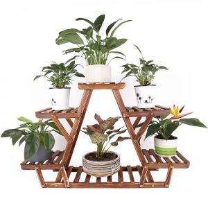 UNHO Porte Plantes en Bois Étagère Echelle Plantes Fleurs Decoratif pour Maison Jardin Terrasse