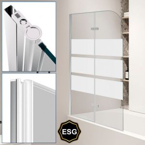 Eulenke Pare-baignoire Repliable facile &agrave; nettoyer 6mm Nano glass 2 parties 100x140cm blanc BAIGNOIRE