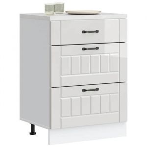 Meuble bas de cuisine - vidaXL - Blanc brillant - Bois ding&eacute;nierie - 60x46x815 cm - Pieds r&eacute;glables - Capacit&eacute; 50 kg