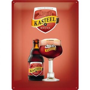 Plaque en m&eacute;tal 30 X 40 cm Bi&egrave;re Kasteel rouge 8&deg;