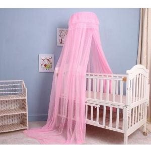 Ciel de Lit Bébé avec Support - Voile Grande Taille Moustiquaire Décorative - Rose
