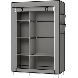 GOLDCMN PENDERIE SOUPLE  Armoire en tissu avec cintres gris fonc&eacute; inodore r&eacute;sistant &agrave; la pression et &agrave; la chaleur 105*45*170cm