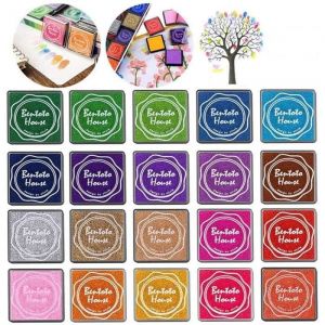 Tampon encreur 20 couleurs Tampon encreur pour enfants Encre dempreintes digitales pour la peinture au doigt et le scrapbook