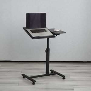 ELIFUZHG Table pour Ordinateur Portable à Roulettes Table de Lit Hauteur Réglable avec Support de Souris Plateau Inclinable/ Pupitre