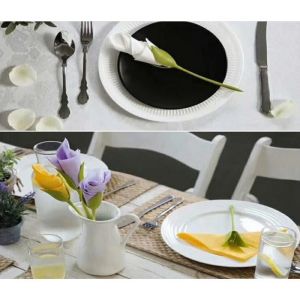 12 pi&egrave;ces Creative Porte-Serviette Fleur Rose Serviette en Papier Fleur Outil Rouleau Fleur Vert Conception pour Table D&eacute;coration